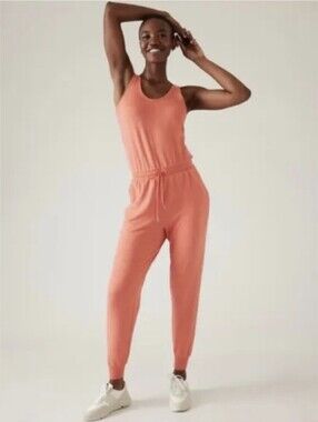 VGUC Athleta Balance Jumpsuit Medium Extra Small Soft Persimmon Coral